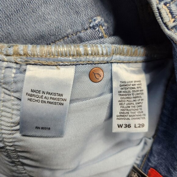 Lucky Brand 223 Straight Jeans Mens 36x29‎ Light Blue Stretch Denim Classic Fit - Picture 12 of 16